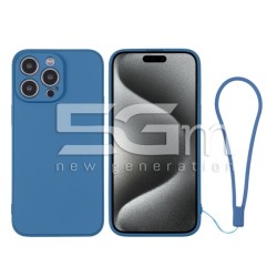 Silicone Case Blue + Wrist Strap iPhone 15 Pro