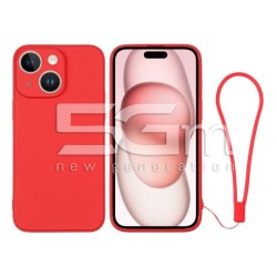 Silicone Case Red + Wrist Strap iPhone 15 Plus