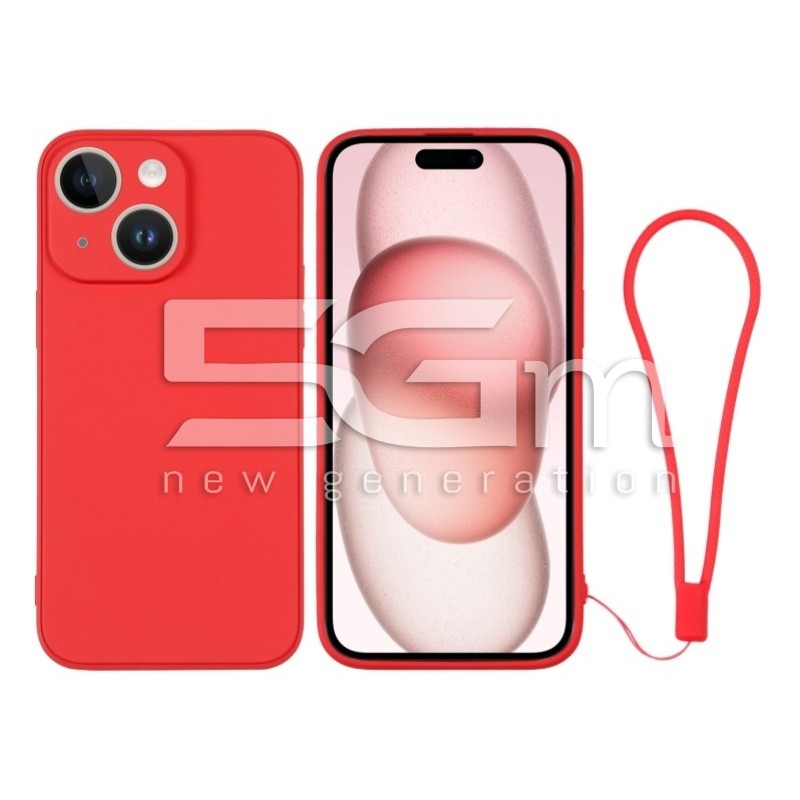 Silicone Case Red + Wrist Strap iPhone 15 Plus