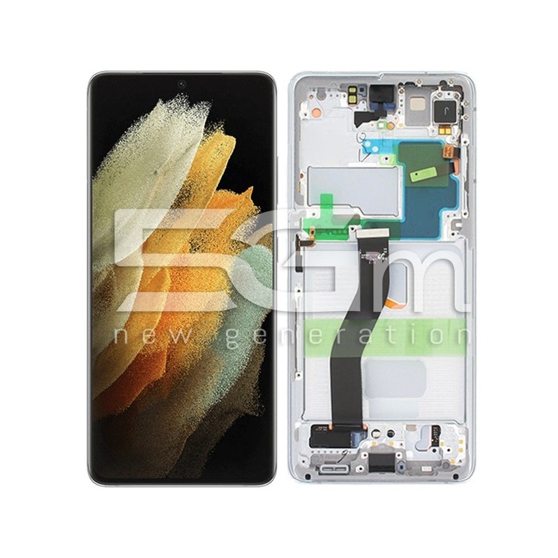 Ecrã Táctil + Chassi Phantom SILVER Samsung SM-G990 S21 FE Ori