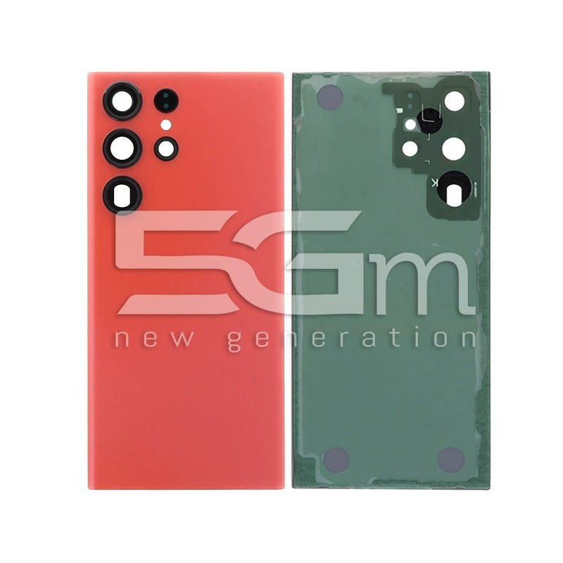 Rear Cover Red + Camera Lens Samsung SM-S918 S23 Ultra No Logo