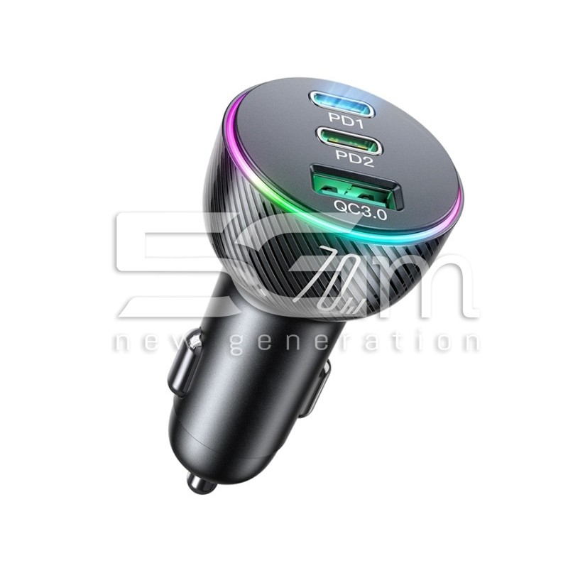 Car Charger 70W Fast Charging + 3 Ports USB - Type C - Type C